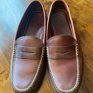 Brown leather loafers